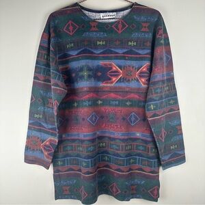 Carolina Colours Vintage Tribal Southwestern Printed Long Sleeve Crewneck Shirt